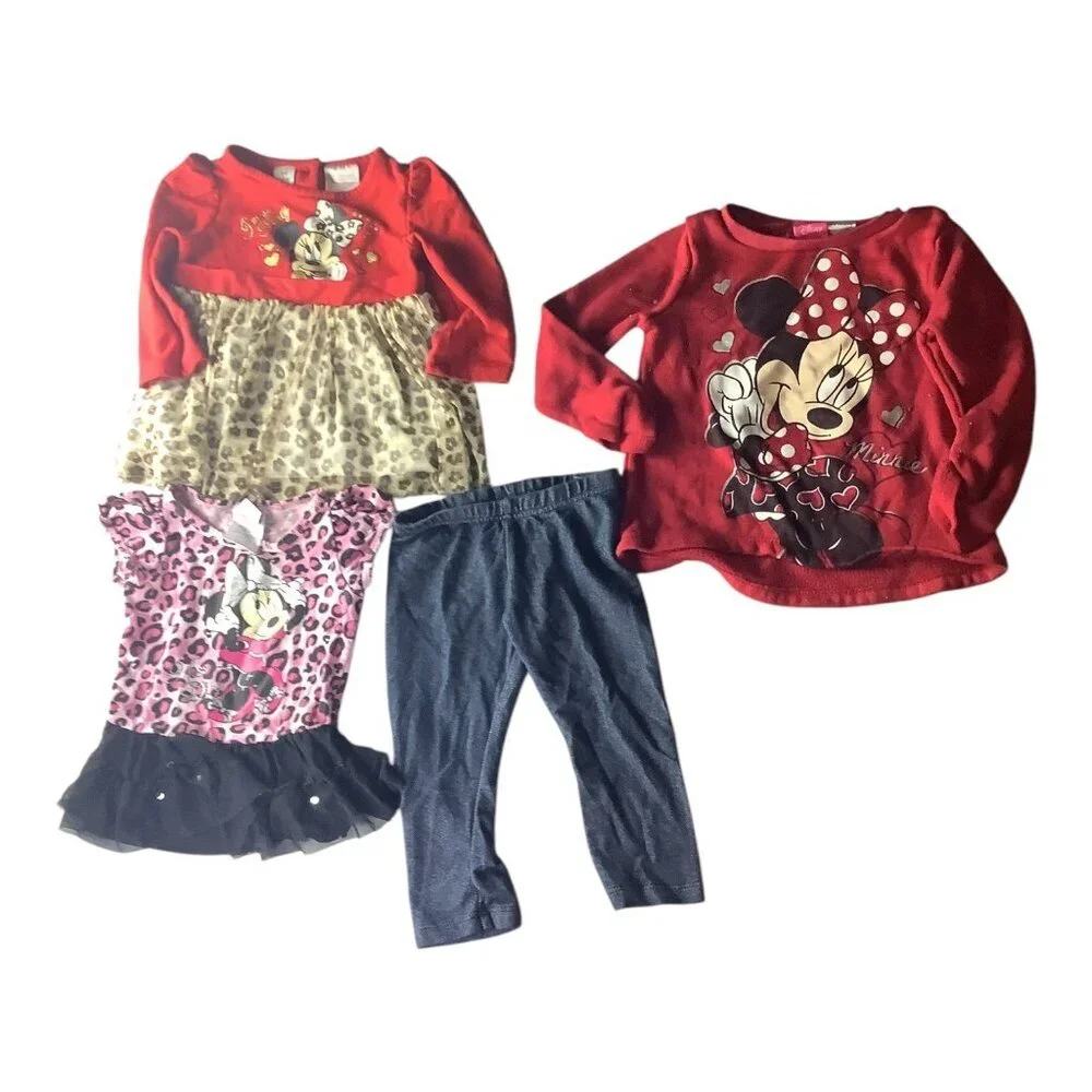 Disney Baby Girls Lot of 4  Shirts & Pants Minnie Mouse Theme 18M-24M Multicolor